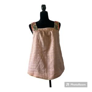 Anthropologie Gold Foil Embroidered Blouse. Size Small Tank Vineet Bahl Top